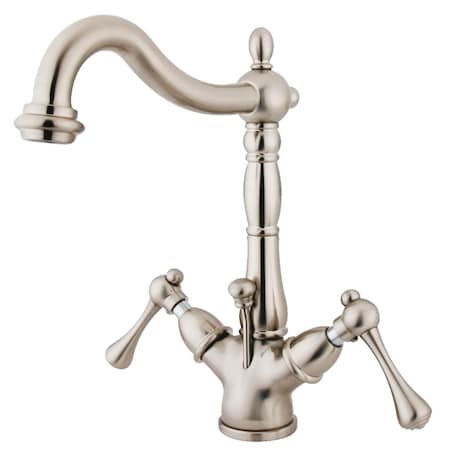 Kingston Brass KS1438BL 2-Handle Bthrm Faucet W/Brass Pop-Up & Cover Plate Nickel KS1438BL